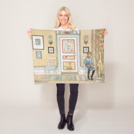 角に座っている少年（Carl Larsson著） フリースブランケット