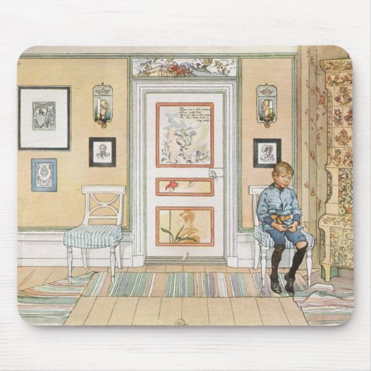 角に座っている少年（Carl Larsson著） マウスパッド (正面)