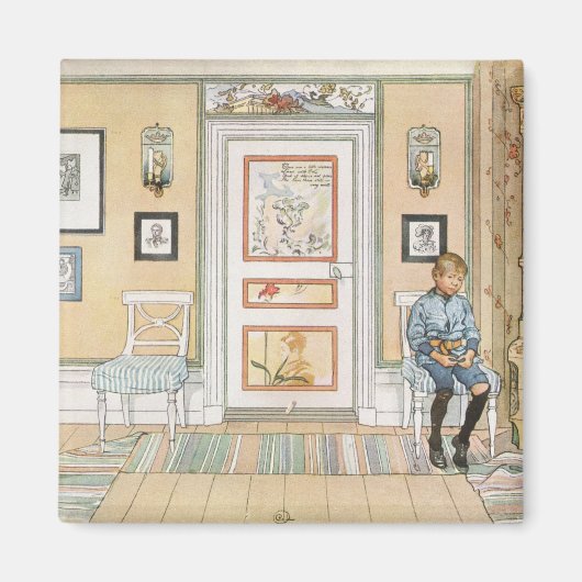 角に座っている少年（Carl Larsson著） マグネット (正面)