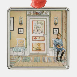 角に座っている少年（Carl Larsson著） メタルオーナメント