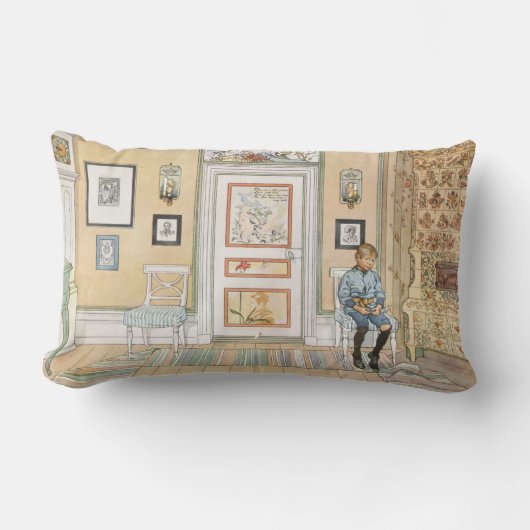 角に座っている少年（Carl Larsson著） ランバークッション (正面)