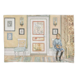 角に座っている少年（Carl Larsson著） 枕カバー