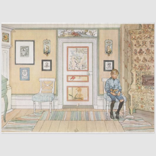 角に座っている少年（Carl Larsson著） 薄葉紙 (正面)