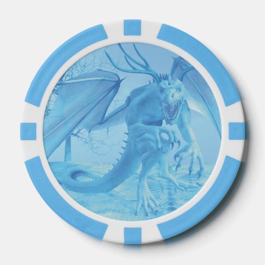 角のあるアイスドラゴン。 オーダーメイド ポーカーチップ (正面)