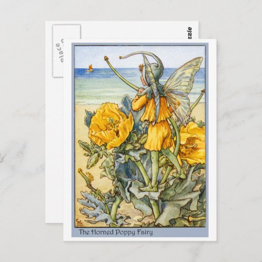 角のあるケシの妖精 ポストカード (正面/裏面)