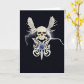 角のあるスカルと短剣カード カード (黄色い花)