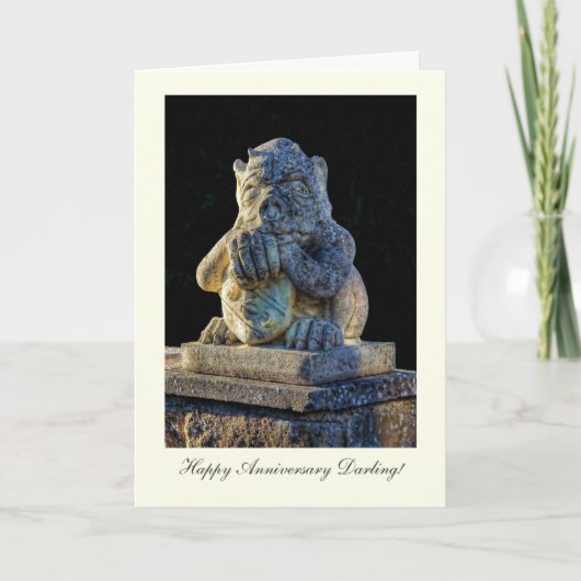 角のある不気味なグロテスク - 愛する人へ、ハッピーアニバーサリー カード (正面)