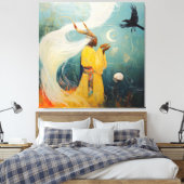 角のある女司祭ムーンオカルト暗黒のウィッチーAIアート キャンバスプリント (インサイチュ (寝室))