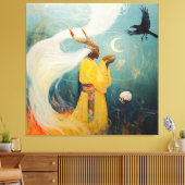 角のある女司祭ムーンオカルト暗黒のウィッチーAIアート キャンバスプリント (インサイチュ (リビング))