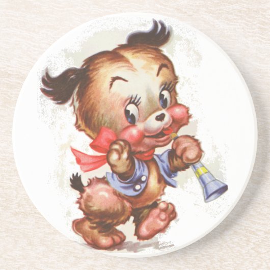 角のある子犬 コースター (正面)