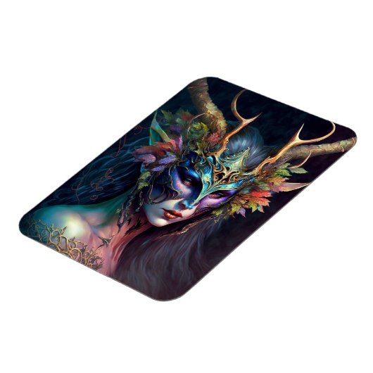 角のある小妖精や小人女性ファンタジーアートマグネット マグネット (左側)