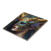 角のある小妖精や小人女性ファンタジーアート タイル (側面)