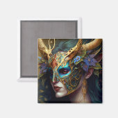 角のある小妖精や小人女性ファンタジーアート マグネット (正面/裏面)