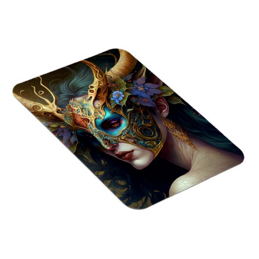 角のある小妖精や小人女性ファンタジーアート マグネット (右側)