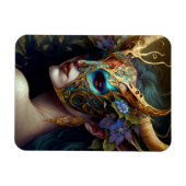 角のある小妖精や小人女性ファンタジーアート マグネット (横)