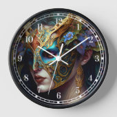 角のある小妖精や小人女性ファンタジーアート 壁時計 (正面)