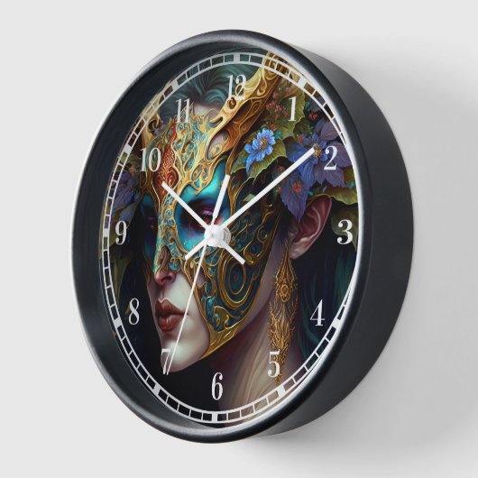 角のある小妖精や小人女性ファンタジーアート 壁時計 (傾斜)
