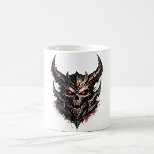 角のある悪魔的なドクロ コーヒーマグカップ (中央)