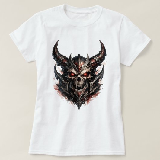 角のある悪魔的なドクロ Tシャツ (デザイン正面)