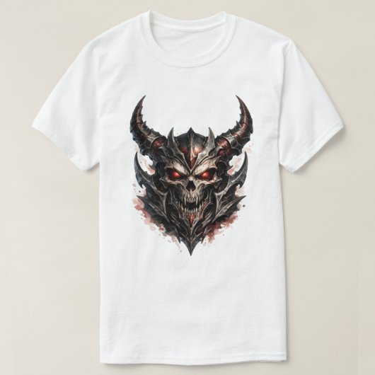 角のある悪魔的なドクロ Tシャツ (デザイン正面)