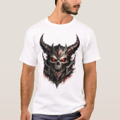 角のある悪魔的なドクロ Tシャツ (正面)