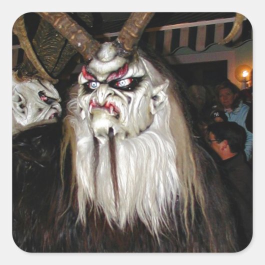 角のある日本の悪魔マスク スクエアシール (正面)