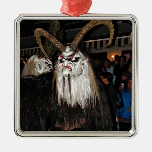 角のある日本の悪魔マスク メタルオーナメント (正面)