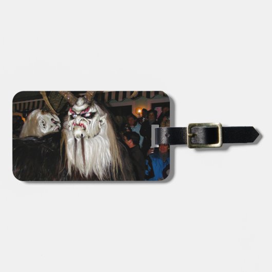 角のある日本の悪魔マスク ラゲッジタグ (正面横)