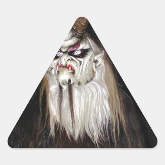 角のある日本の悪魔マスク 三角形シール (正面)