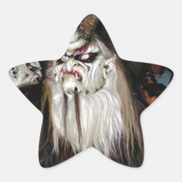 角のある日本の悪魔マスク 星シール