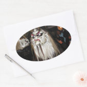 角のある日本の悪魔マスク 楕円形シール (封筒)