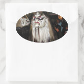 角のある日本の悪魔マスク 楕円形シール (バッグ)