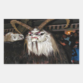 角のある日本の悪魔マスク 長方形シール
