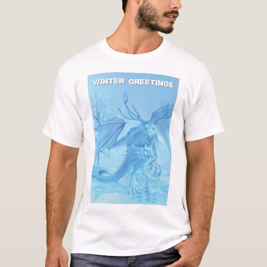 角のある氷のドラゴン、冬のご挨拶 Tシャツ (正面)
