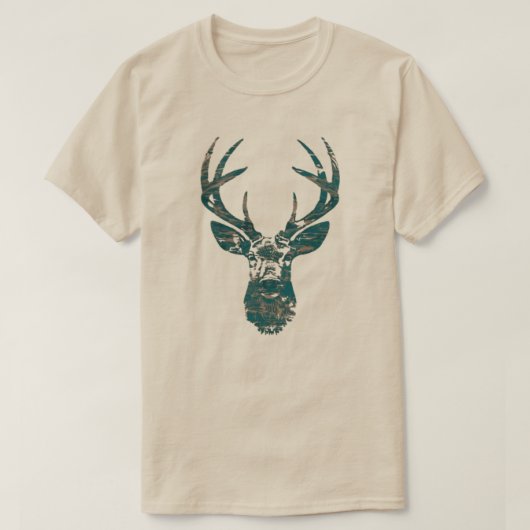 角のある鹿の頭 Tシャツ (デザイン正面)