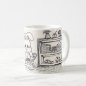 角のスケッチのマグのバニー コーヒーマグカップ (正面右)