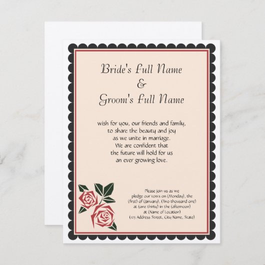 角のバラ 招待状 (正面/裏面)