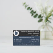 角のモノグラムの青い名刺 名刺 (スタンド正面)