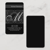 角の丸いパターン灰色モノグラム名刺 名刺 (正面/裏面)