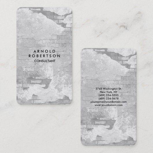 角の丸い灰色のエレガント壁 名刺 (正面/裏面)