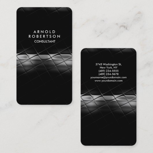 角の丸い灰色の黒のパタエレガントーン 名刺 (正面/裏面)