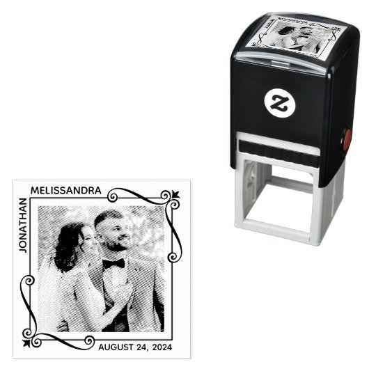 角の渦巻き四角結婚枠の写真 セルフインキングスタンプ (インサイチュ)