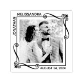 角の渦巻き四角結婚枠の写真 セルフインキングスタンプ (デザイン)