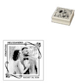 角の渦巻き四角結婚枠の写真 ラバースタンプ (押印)