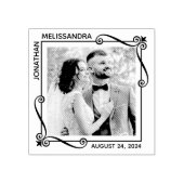 角の渦巻き四角結婚枠の写真 ラバースタンプ (インプリント)