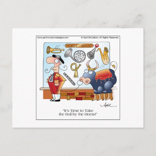 角の漫画の郵便はがきによるBULL ポストカード (正面)