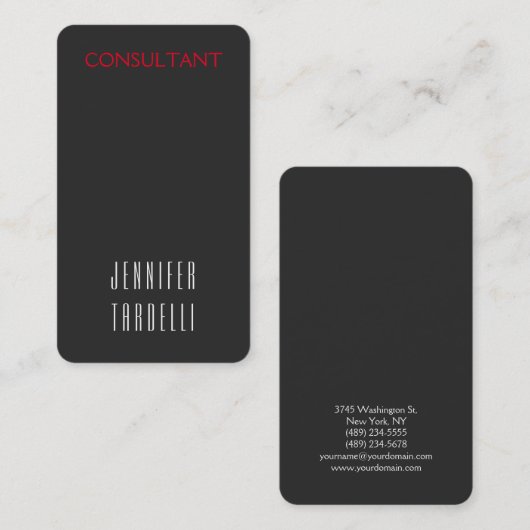 角を丸めたグレーのコンサルタントマネージャ長 名刺 (正面/裏面)