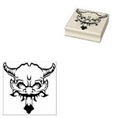 角を持つ悪魔の頭イラストレーションのアートスタンプ ラバースタンプ (押印)
