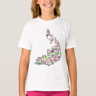 角カラフル形孔雀鳥ノベルティTシャツ Tシャツ
