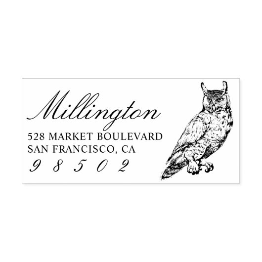 角フクロウ |ファミリ名スクリプト差出人住所 ラバースタンプ (インプリント)